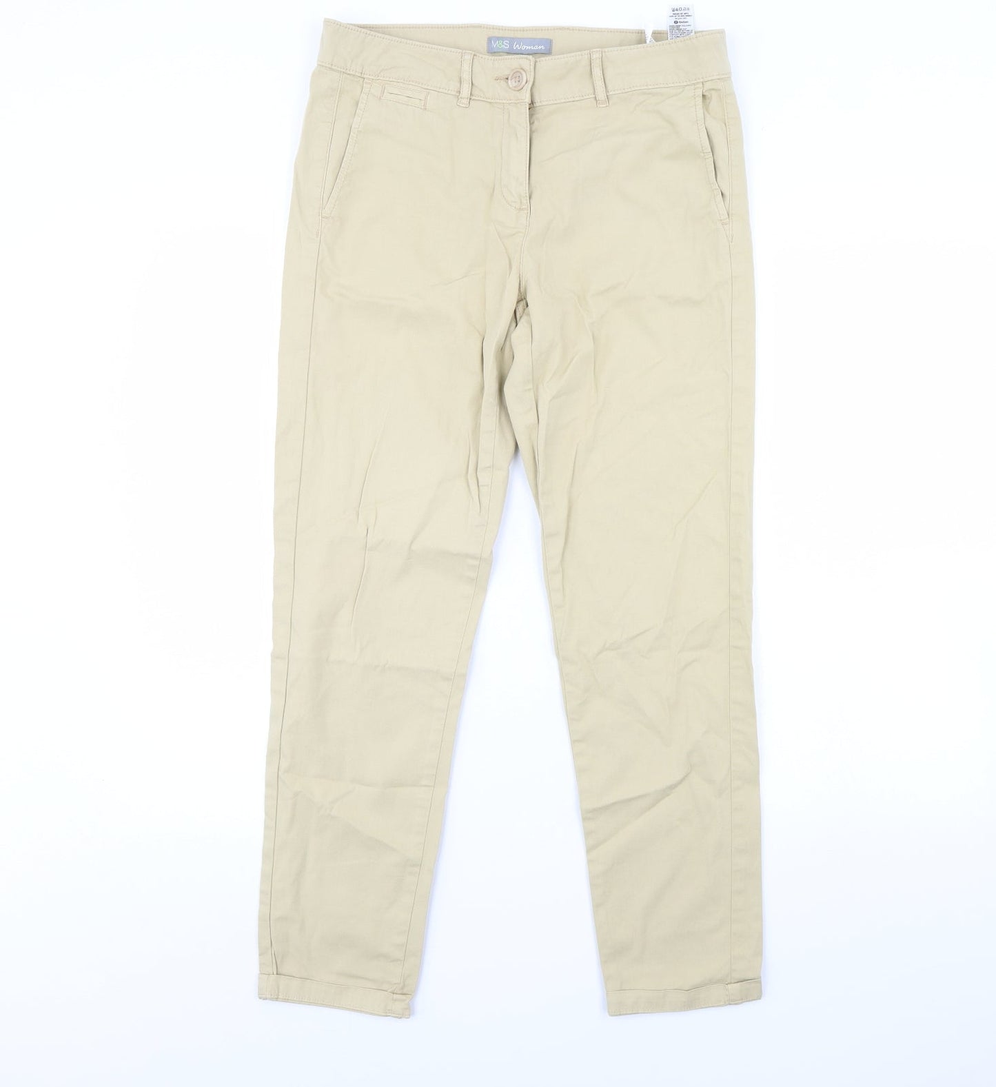 Womens UK Size 10 m&s Regular Fit  Beige Trousers