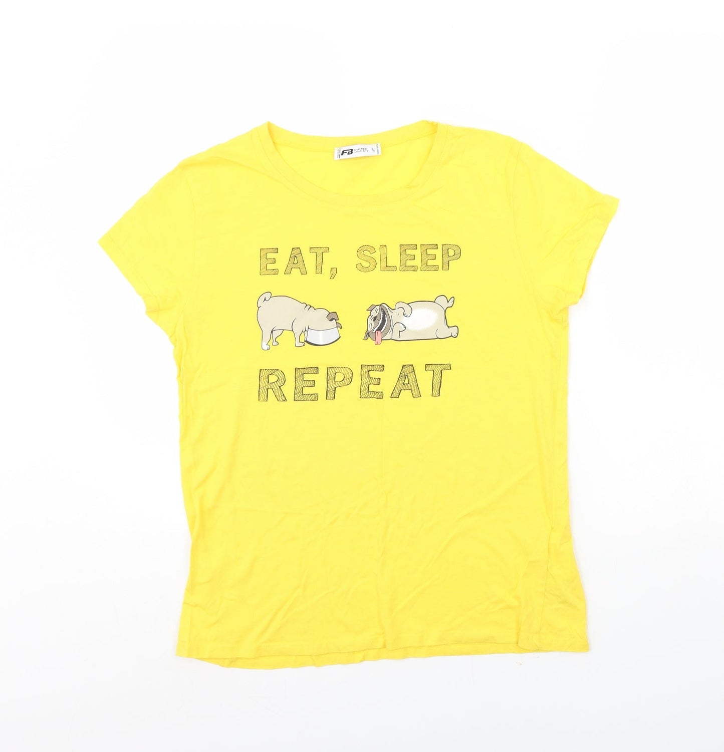 Womens UK Size L FB sister Yellow Basic T-Shirt