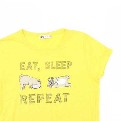 Womens UK Size L FB sister Yellow Basic T-Shirt