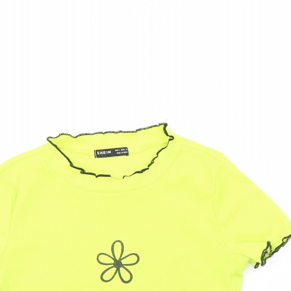 Shein  Womens Green   Cropped T-Shirt Size XS  - Flower
