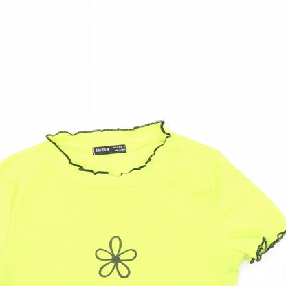 Shein  Womens Green   Cropped T-Shirt Size XS  - Flower