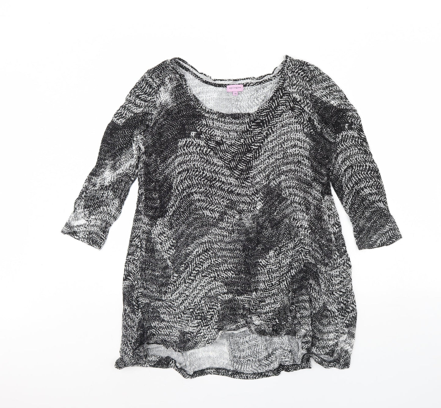 Epilogue Womens Black Geometric  Basic Blouse Size 14