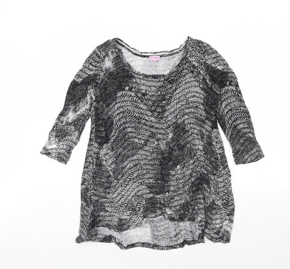 Epilogue Womens Black Geometric  Basic Blouse Size 14