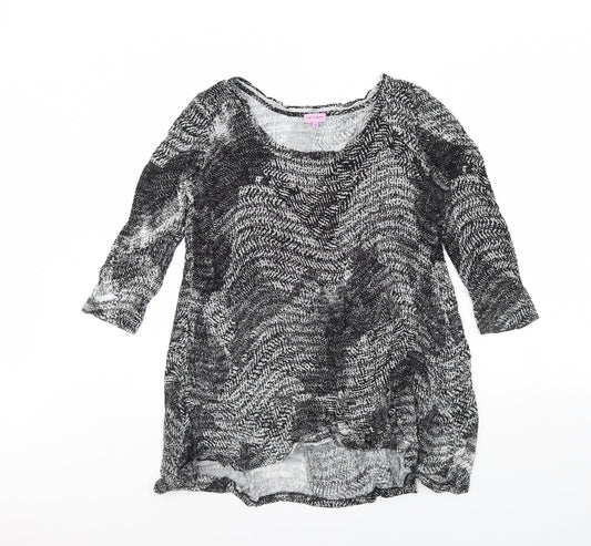 Epilogue Womens Black Geometric  Basic Blouse Size 14