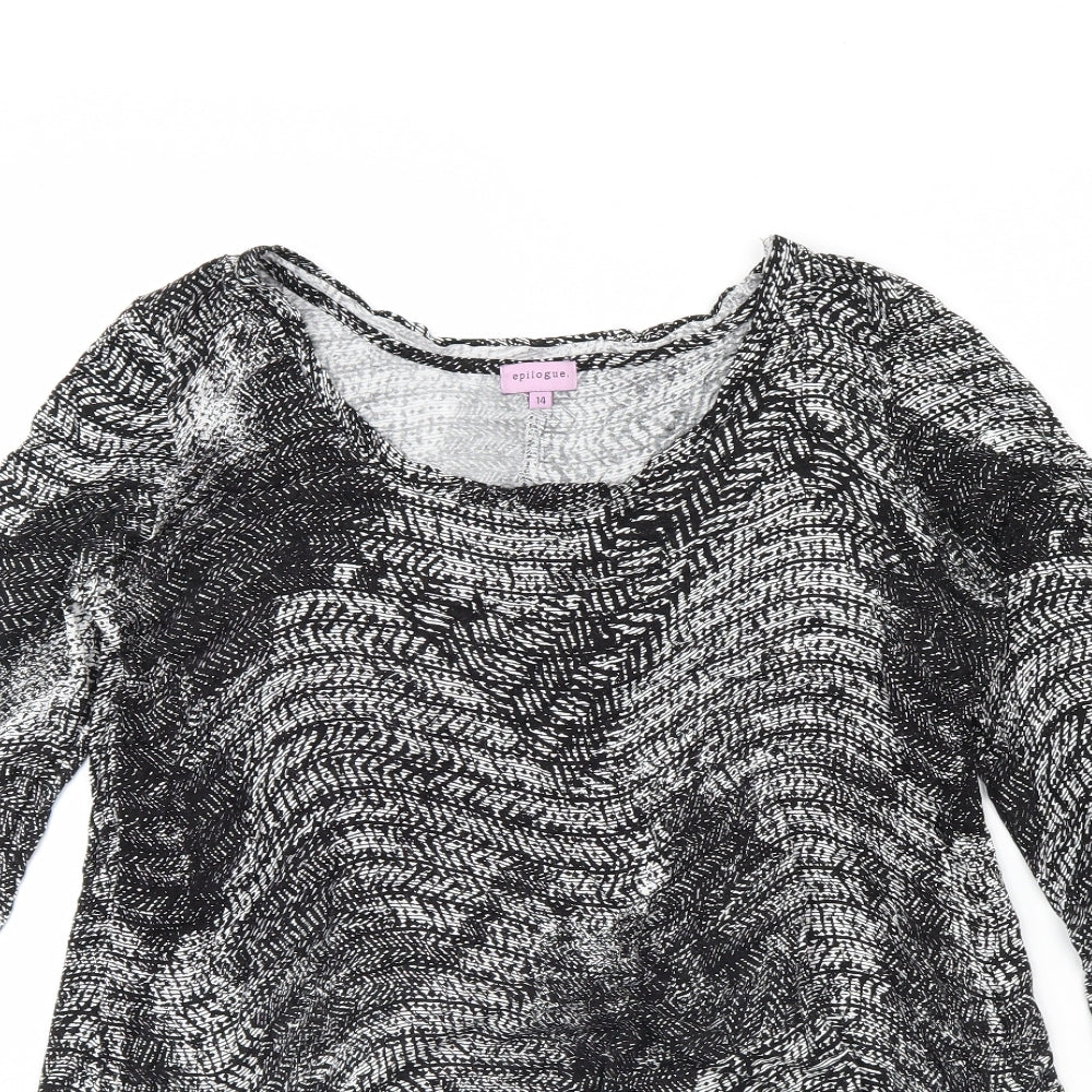 Epilogue Womens Black Geometric  Basic Blouse Size 14