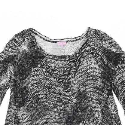 Epilogue Womens Black Geometric  Basic Blouse Size 14