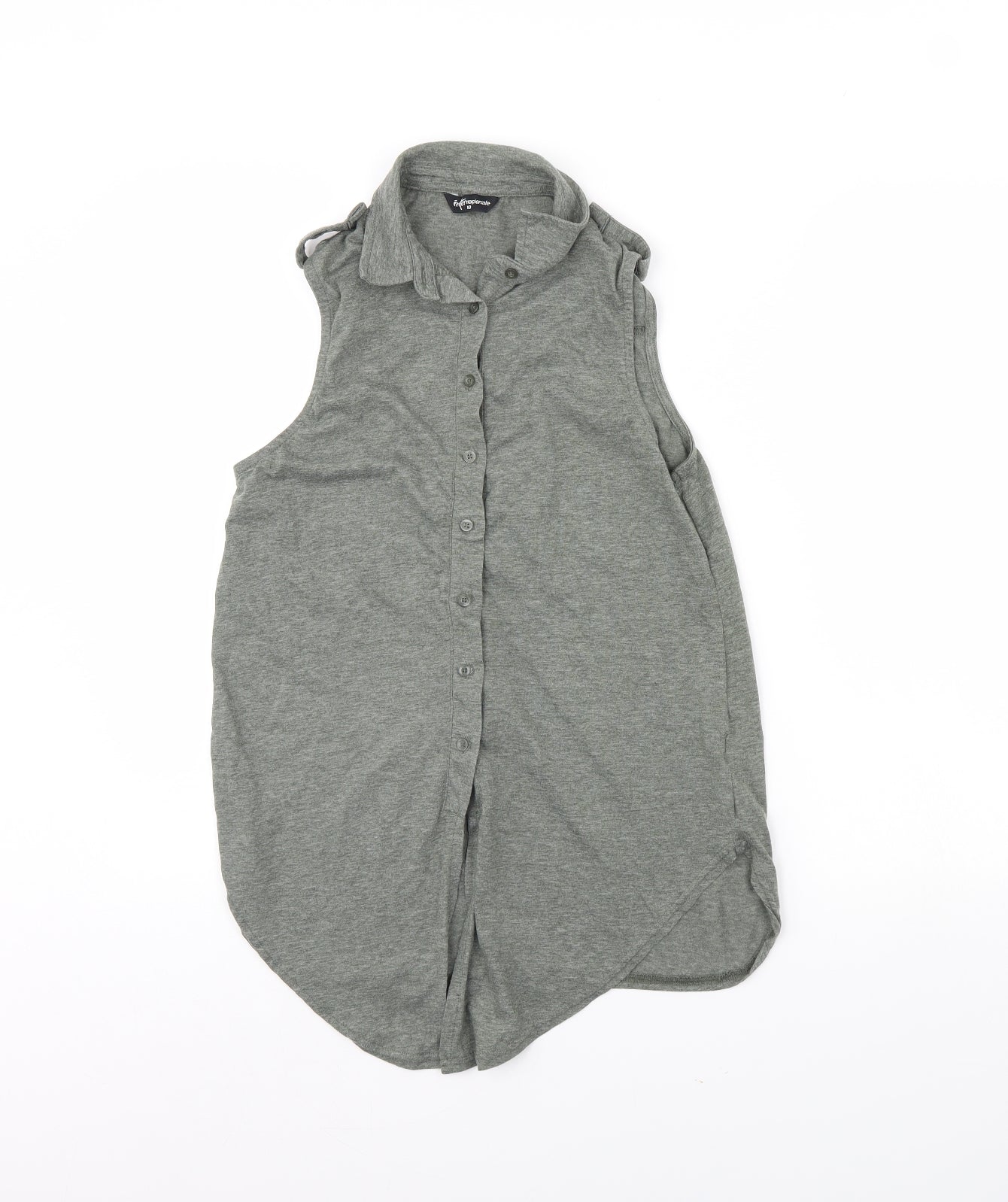 Womens UK Size 10 Internacionale Grey Basic Button-Up