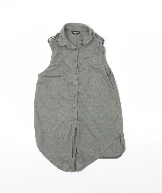 Womens UK Size 10 Internacionale Grey Basic Button-Up