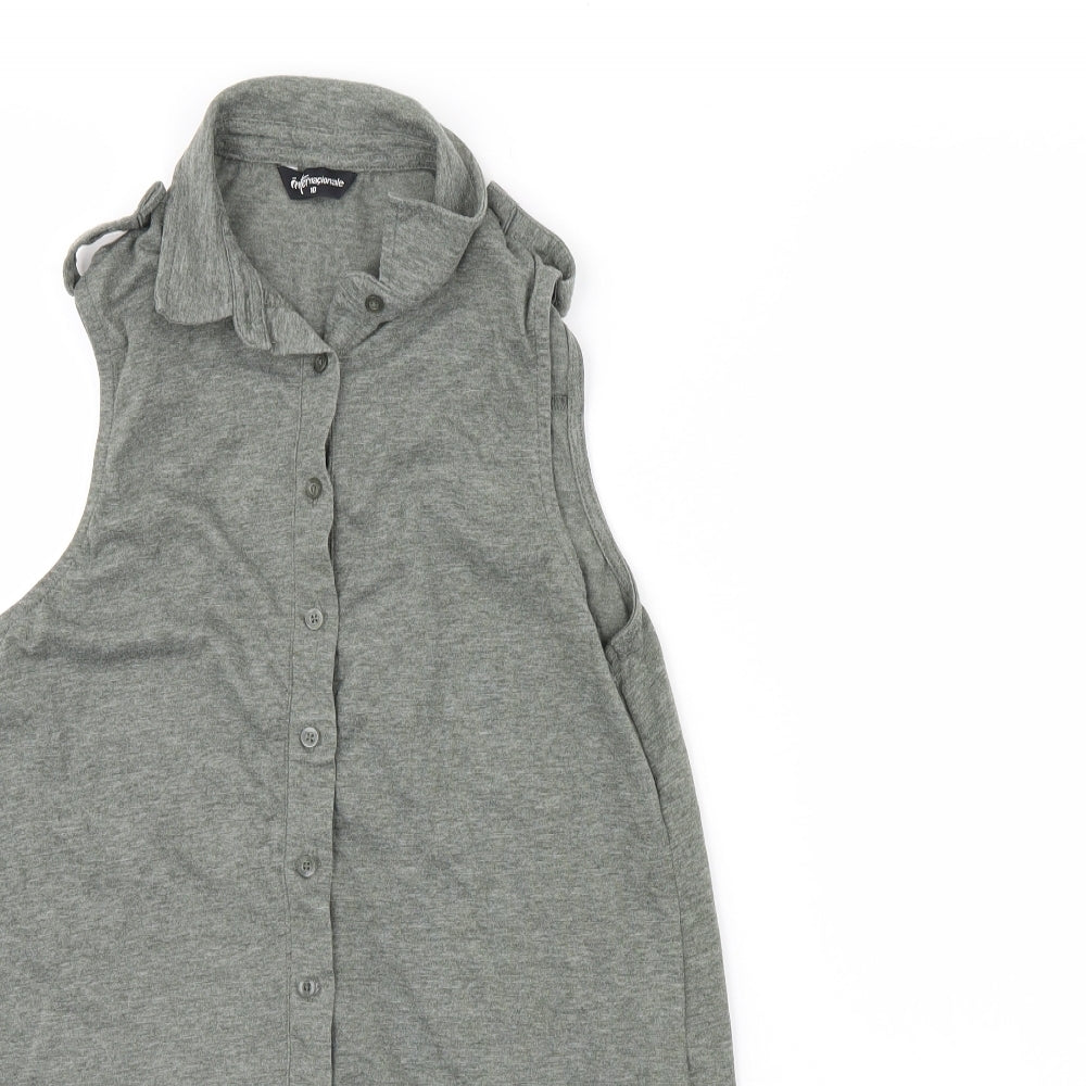 Womens UK Size 10 Internacionale Grey Basic Button-Up