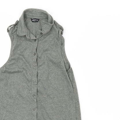Womens UK Size 10 Internacionale Grey Basic Button-Up