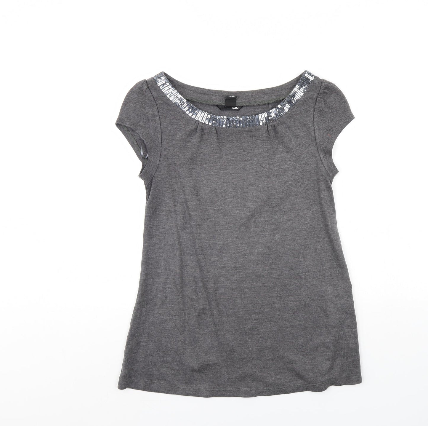 Womens UK Size M H&M Grey Basic Blouse
