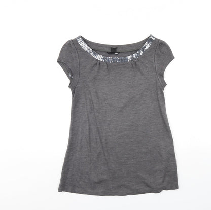 Womens UK Size M H&M Grey Basic Blouse