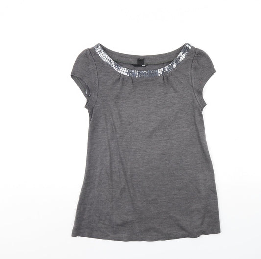 Womens UK Size M H&M Grey Basic Blouse