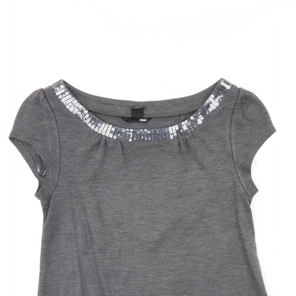 Womens UK Size M H&M Grey Basic Blouse