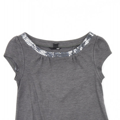 Womens UK Size M H&M Grey Basic Blouse