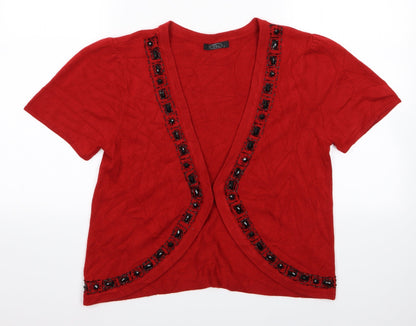 Womens UK Size S Bonmarché Red Shrug Jumper