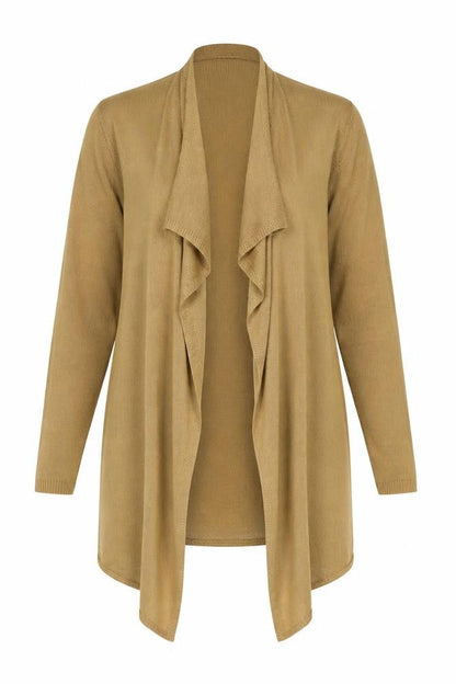 Lyza Fashion Womens Brown   Cardigan Jumper Size M  - Waterfall Cardigan