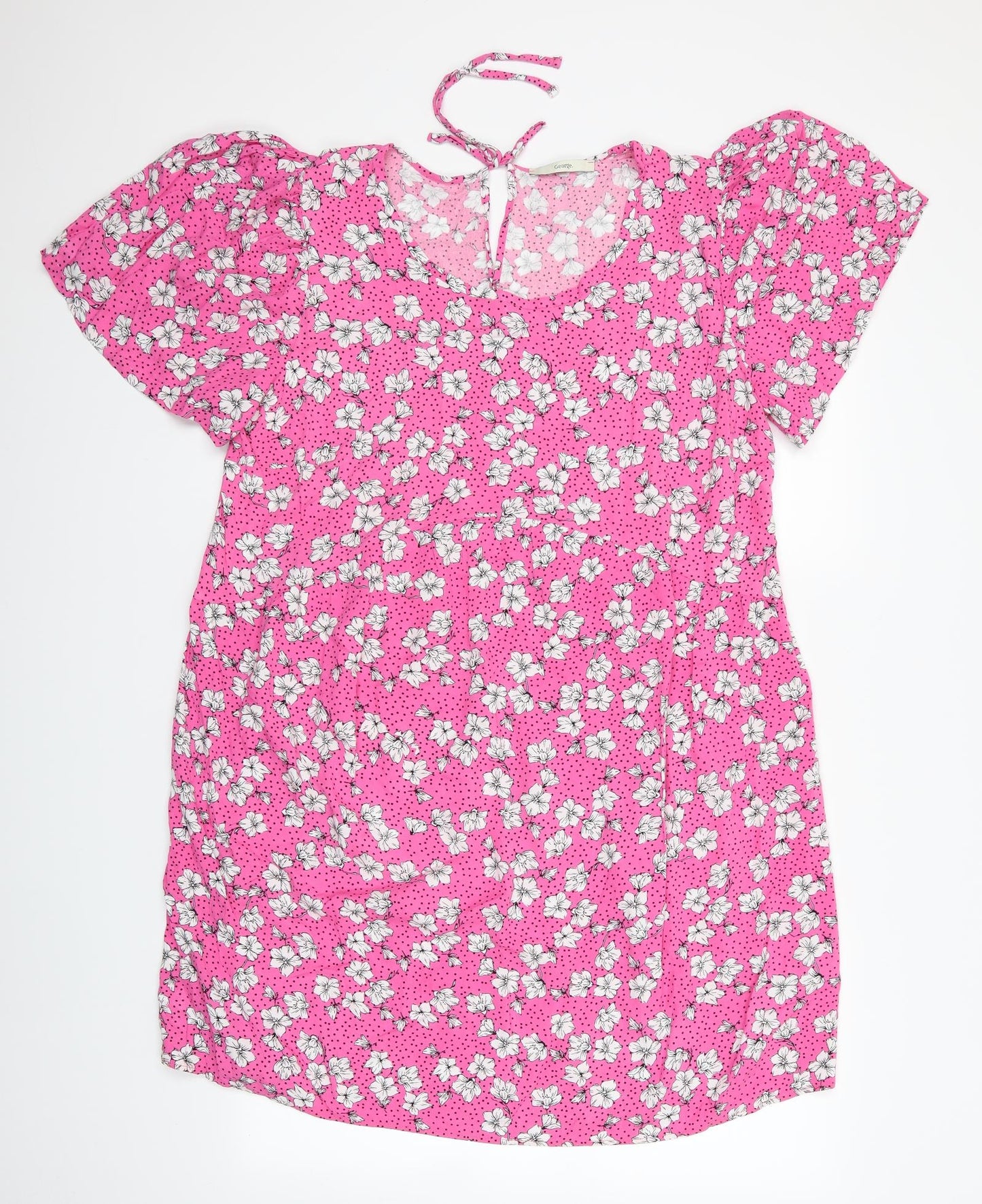 George Womens Pink Floral  A-Line    - George Pink Dress Floral