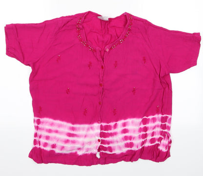 Womens UK Size 12 Roman Pink Basic Blouse