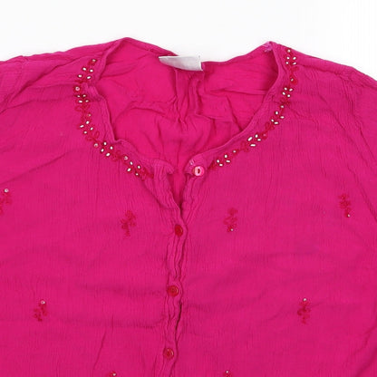 Womens UK Size 12 Roman Pink Basic Blouse