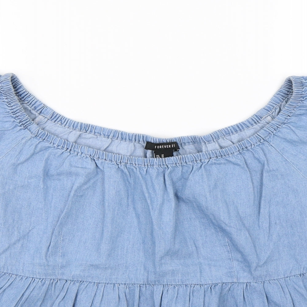FOREVER 21 Womens Blue   Basic Blouse Size M