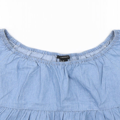FOREVER 21 Womens Blue   Basic Blouse Size M
