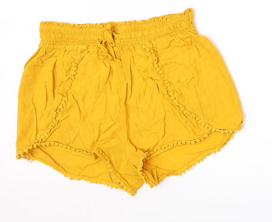 Primark Womens Yellow   Hot Pants Shorts Size 10