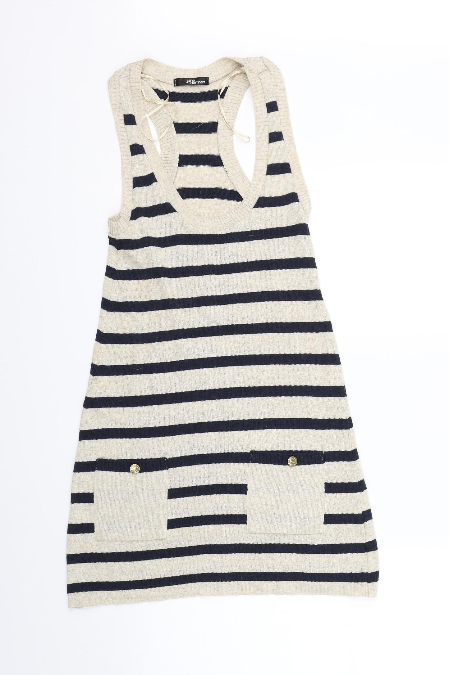 Jane Norman Womens Beige Striped  A-Line  Size 8