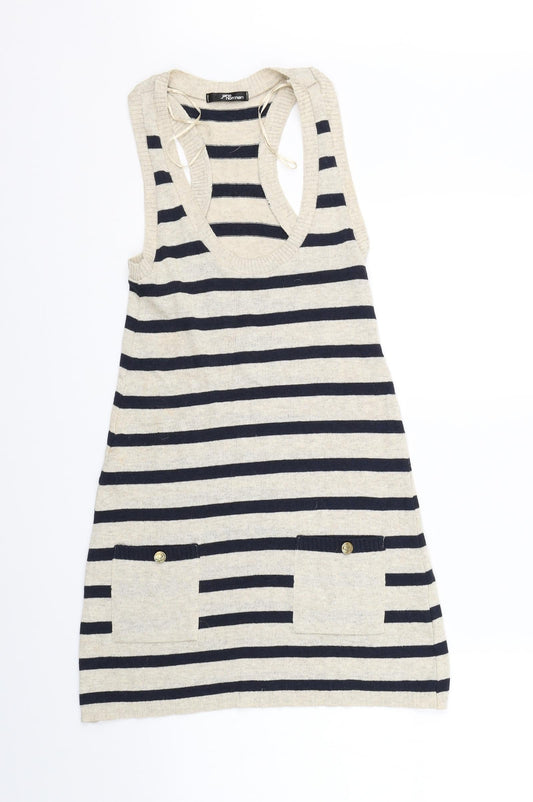 Jane Norman Womens Beige Striped  A-Line  Size 8