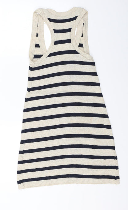Jane Norman Womens Beige Striped  A-Line  Size 8