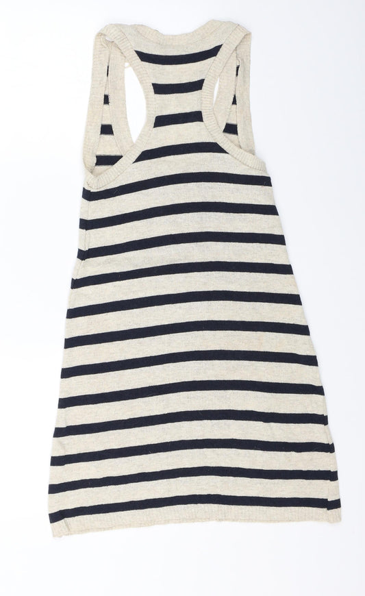 Jane Norman Womens Beige Striped  A-Line  Size 8