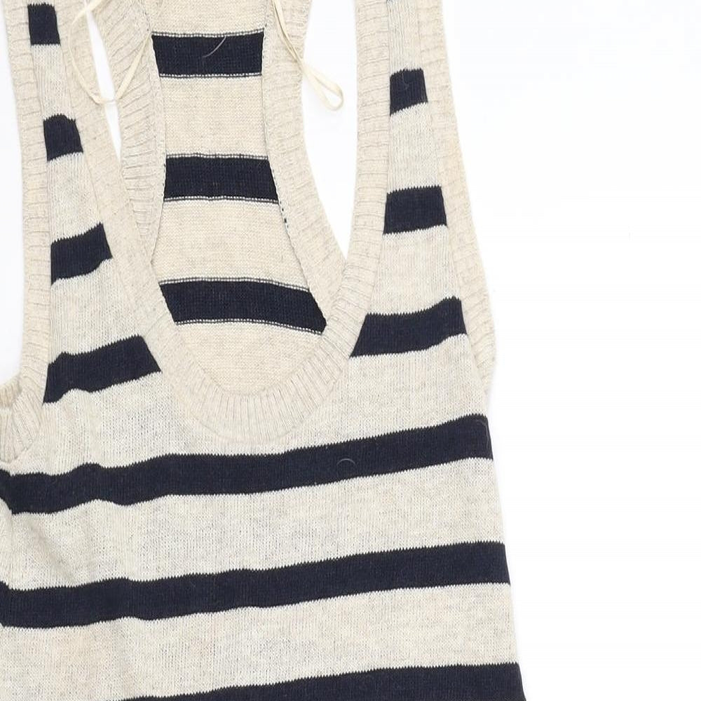 Jane Norman Womens Beige Striped  A-Line  Size 8