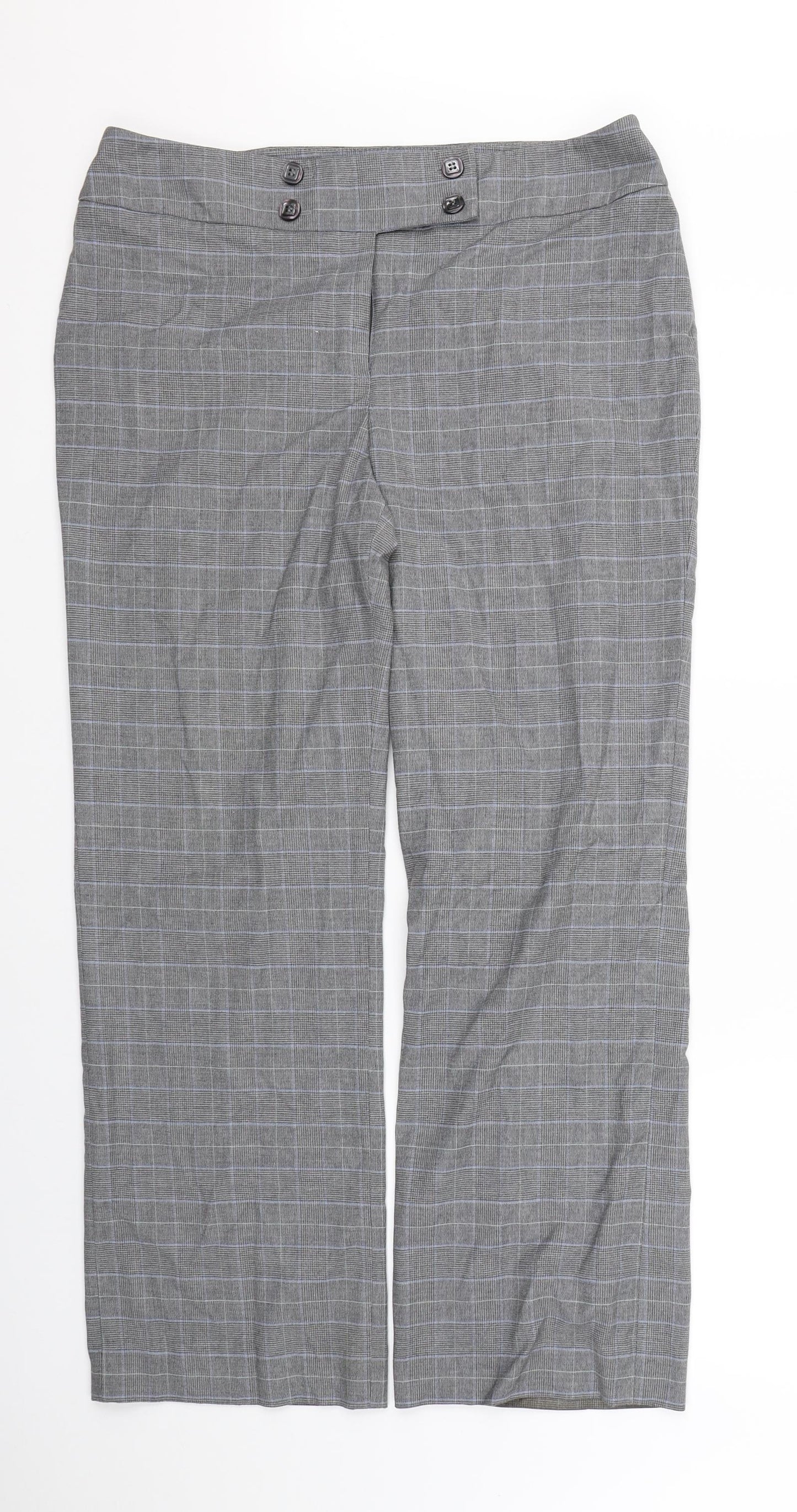 Womens UK Size 14 CC Regular Fit Dress Pants Grey Trousers