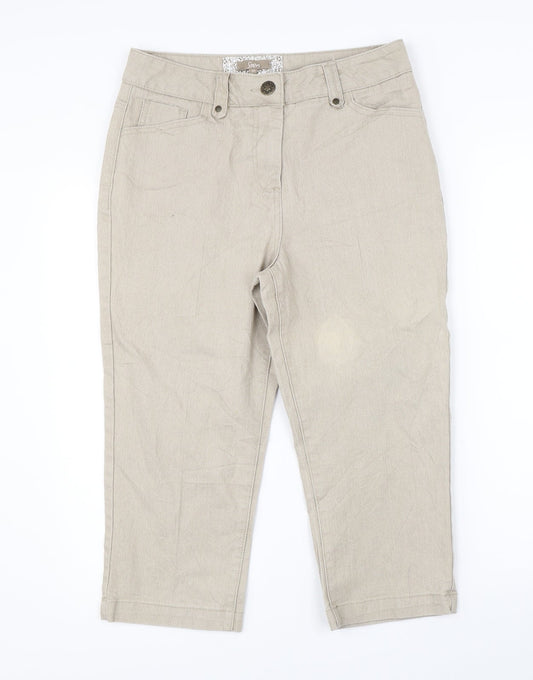 Soon Womens Beige   Cropped Trousers Size 12 L20 in