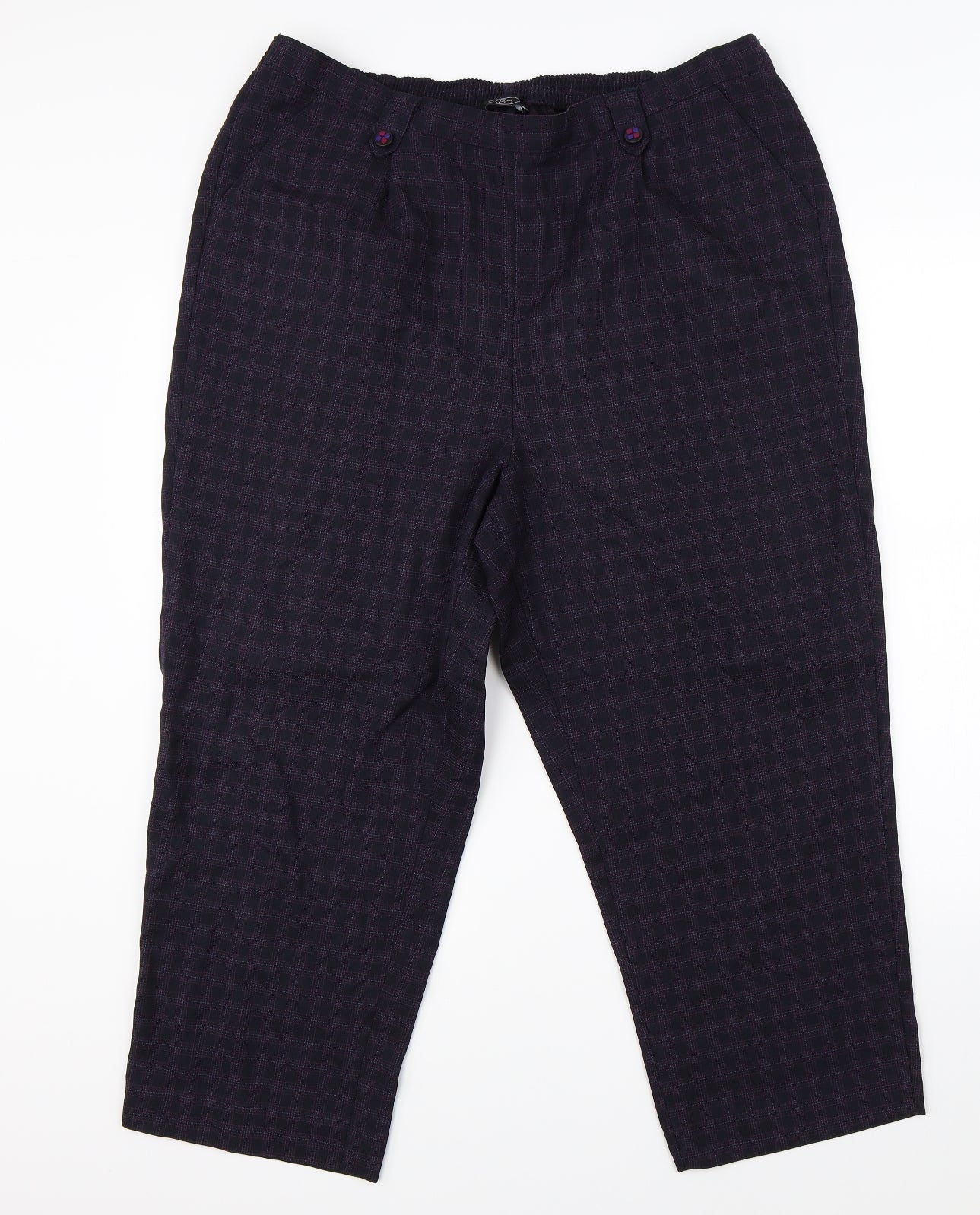BM Womens Purple Check  Dress Pants Trousers Size 18 L23 in