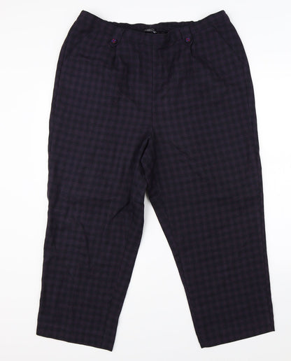 BM Womens Purple Check  Dress Pants Trousers Size 18 L23 in