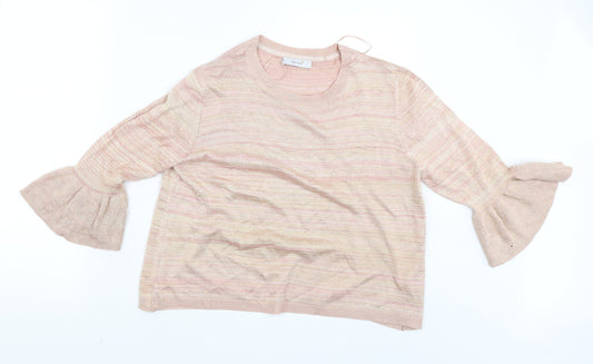 Per Una Womens Pink Striped  Basic Blouse Size 16