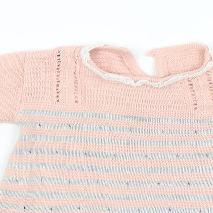 Fruit de ma passion Girls Pink Striped  Pullover Jumper Size 12-18 Months