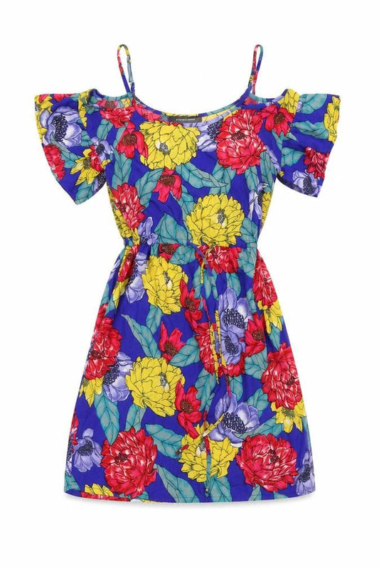 Front view of Atmosphere women’s blue floral shift, size UK 6