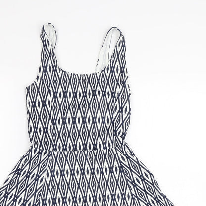 Divided Womens Blue Geometric  Skater Dress  Size 6