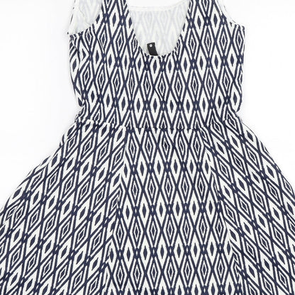 Divided Womens Blue Geometric  Skater Dress  Size 6