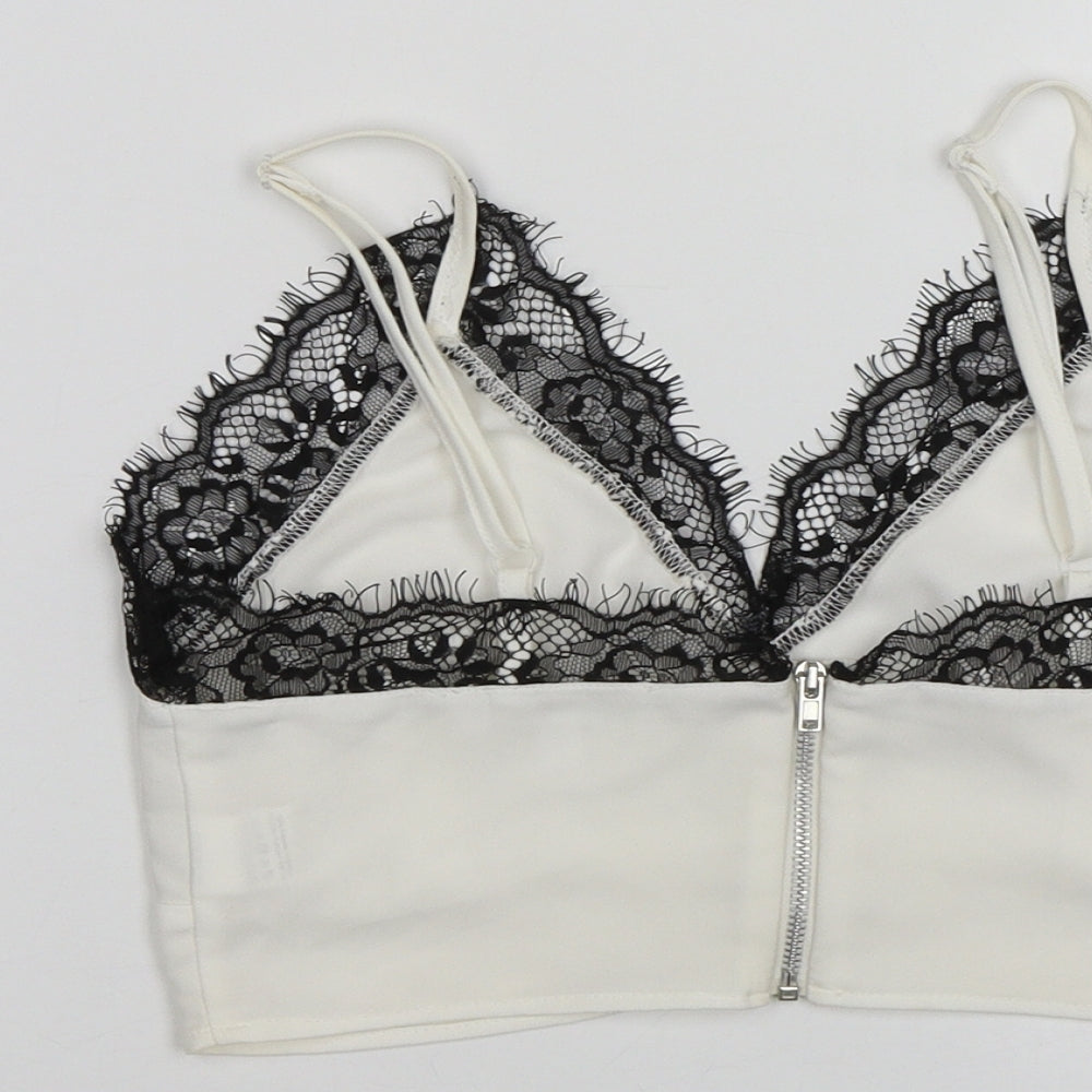 Womens UK Size 4 Missguided White Cropped Tank