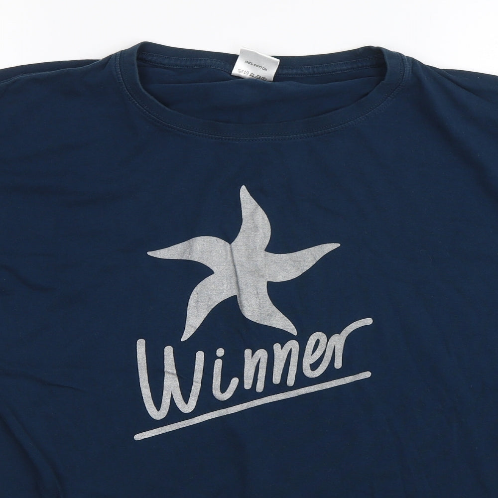 Monroy Sports Womens Blue   Basic T-Shirt Size XL  - Winner