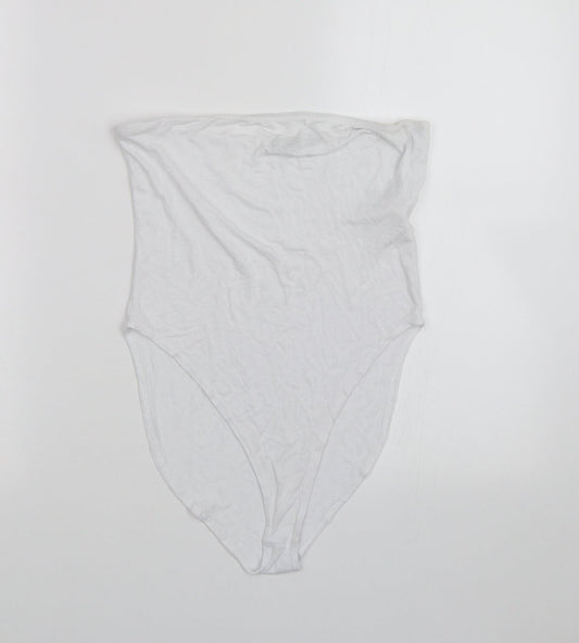 Boohoo Womens White   Bodysuit One-Piece Size 10