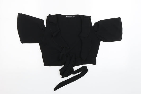 Womens UK Size 4 PRETTYLITTLETHING Black Basic Blouse