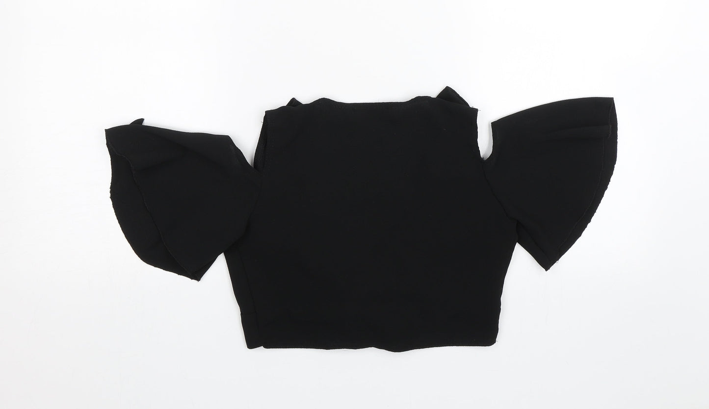 Womens UK Size 4 PRETTYLITTLETHING Black Basic Blouse