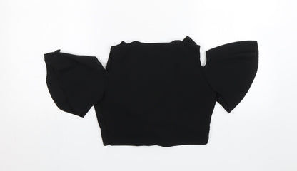 Womens UK Size 4 PRETTYLITTLETHING Black Basic Blouse