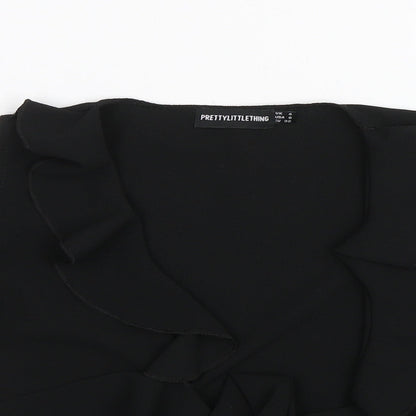Womens UK Size 4 PRETTYLITTLETHING Black Basic Blouse