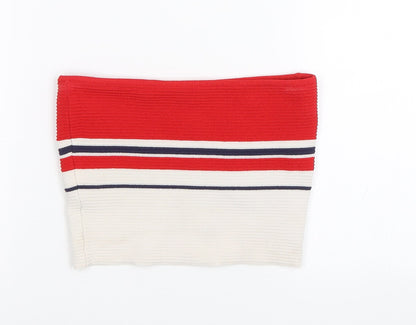 La Hearts Womens Red Striped  Cropped Blouse Size XS