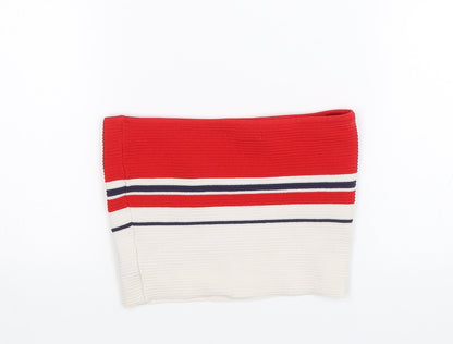 La Hearts Womens Red Striped  Cropped Blouse Size XS